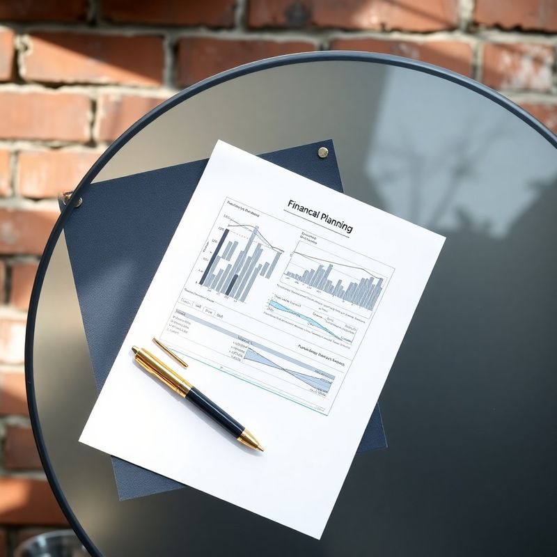 Financiële planningsdocumenten met gouden pen op een charcoalgekleurd bureau